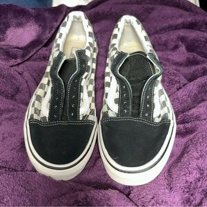 Black and White Checkered Slip-On Sneakers